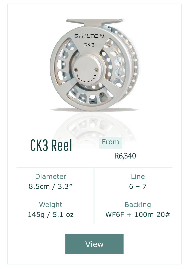 Shilton CK3 reel with product details on a white background